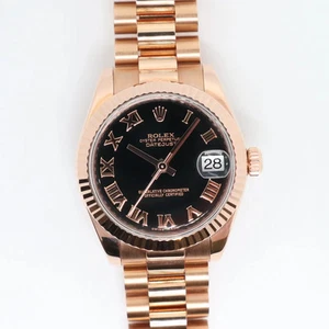 2010s Mint Rolex 178275 President Datejust 31mm 18K Rose Gold Black Roman Watch - Picture 1 of 15