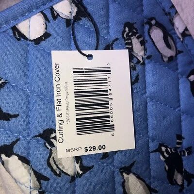 NEW  $29 Vera Bradley Curling & Flat Iron Cover- PLAYFUL PENGUINS quilted blue - Image 1 of 3
