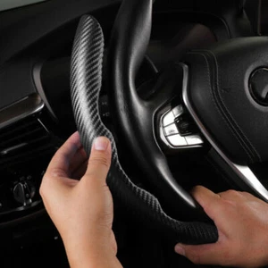 2x Carbon Fiber Black Car Steering Wheel Booster Cover Non-Slip Car Accessories - Picture 1 of 11