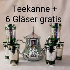 TEEKANNE MARRAKESCH STYLE MINZTEE MINZ TEE KANNE 1 L + 6 GLÄSER SILBER GRATIS