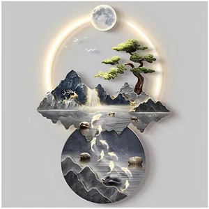 3D Wall Art Decor with LED Light, 31.5×25.6" Large Metal Wall Art Sculpture M... - Picture 1 of 6