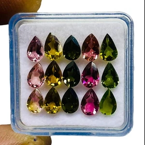 VVS 15 Pcs Natural Tourmaline 6x4mm Pear Cut Loose Untreated Gemstones 5.25 Cts - Picture 1 of 8