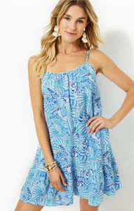 NWT Lilly Pulitzer Jaydan Linen Dress Almalfi Blue By The Seashore Size XL - Picture 1 of 12