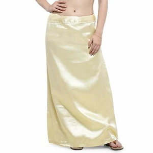 Women Gold Stain Silk Petticoat Saree Underskirt Free Size Silk Petticoat  - Bild 1 von 4