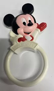 Vintage 1990 Playskool Baby Mickey Mouse White Baby Rattle - Picture 1 of 4