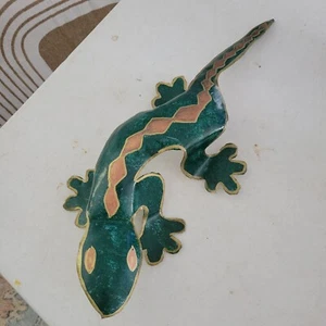 Gecko Lizard Metal Wall Hanging Figurine Indoor Or Outdoor Decor 14 Inches - Picture 1 of 4