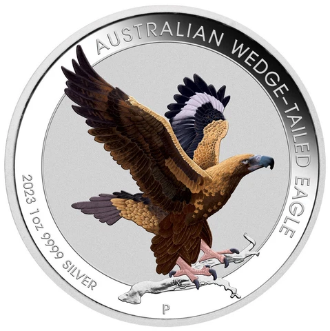 Australia 2023-P $1 1-oz Silver Wedge Tailed Eagle Colorized BU Cover