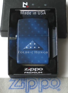 ZIPPO FOLDS OF HONOR Lighter BLUE 540 DESIGN  46766 STARS & FLAG Mint 2025 - Picture 1 of 4