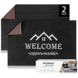 2er Fußmatte Set Indoor Outdoor Schmutzfangmatte Haustür Türmatte Fußabstreifer - Bild 1 von 5