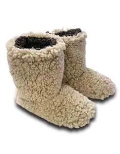 LIVE OAK BRAND ADULT FLEECE BOOTIES Oatmeal Slippers Women's Size Medium - Picture 1 of 3