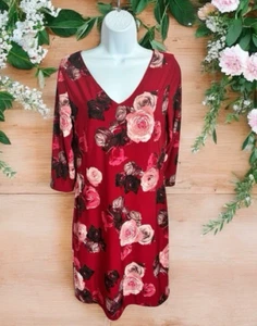 Vestido reversible White House Black Market rojo rosa talla XS hasta la rodilla manga 3/4 - Imagen 1 de 8