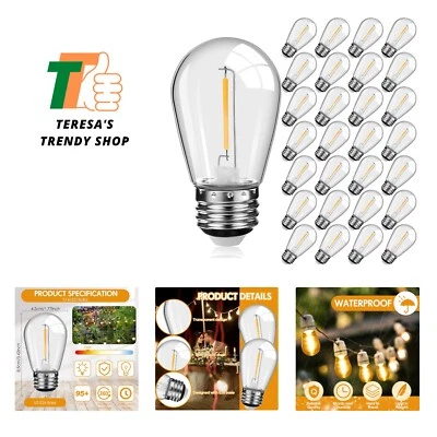 60 Pack LED Replacement Light Bulbs S14 Shatterproof Waterproof String Light ... - Image 1 of 4