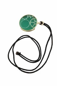 Borde metálico monocle dorado Steampunk y plástico impreso verde con cable marrón - Imagen 1 de 1