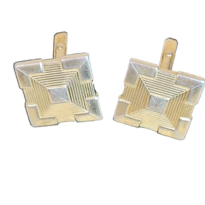 Par de abotoaduras quadradas vintage Anson tom dourado padrão art déco - Imagem 1 de 4