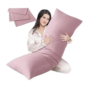 Full Body Pillow Insert with Pillowcase - Fluffy Long Bed Pillow for Pink - Picture 1 of 7