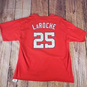 Camicia Washington Nationals da uomo 2XL rossa LaROCHE #25 girocollo baseball - Foto 1 di 8