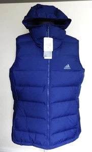 NWT Adidas Helionic Hooded Relaxed Down Vest Women’s XL Blue - Picture 1 of 10