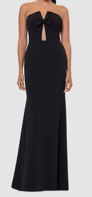 Betsy & Adam Women's Black Sweetheart-Neck Strapless Bow Gown Dress Size 12 - Image 1 of 3