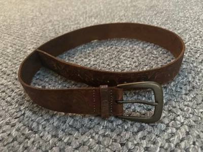 Cinturón Vaquera Estilo Occidental Cuero Estampado Flor Vintage Talla Pequeña Foto 1 de 4