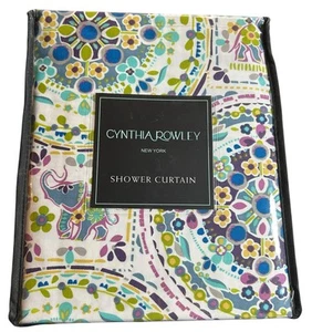 Cynthia Rowley Feliz Elefante Medallón Tela Cortina de Ducha Floral 72" Nuevo - Imagen 1 de 16