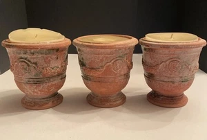 3 macetas de cerámica Anduze francesas inserción de velas botín medallón sin esmaltar 2 nuevas - Imagen 1 de 23