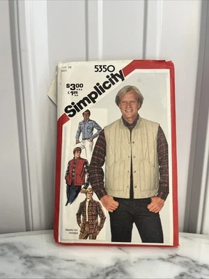 Simplicity Pattern 5350 Men's Shirt And Quilted Vest Chest Size 48 Uncut - Image 1 of 4