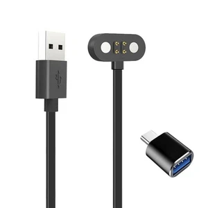 Câble de Charge Magnétique 4 Broches & Adaptateur USB C pour Mojawa Run Plus, Noir - Photo 1/6