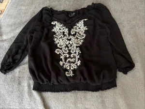 White House Black Market Damen bestickt zu klassisch schwarz-weiß Größe S - Bild 1 von 3