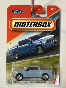 MATCHBOX 38/125 2022 FORD F-150 LIGHTNING BLUE Diecast SUV - Picture 1 of 5
