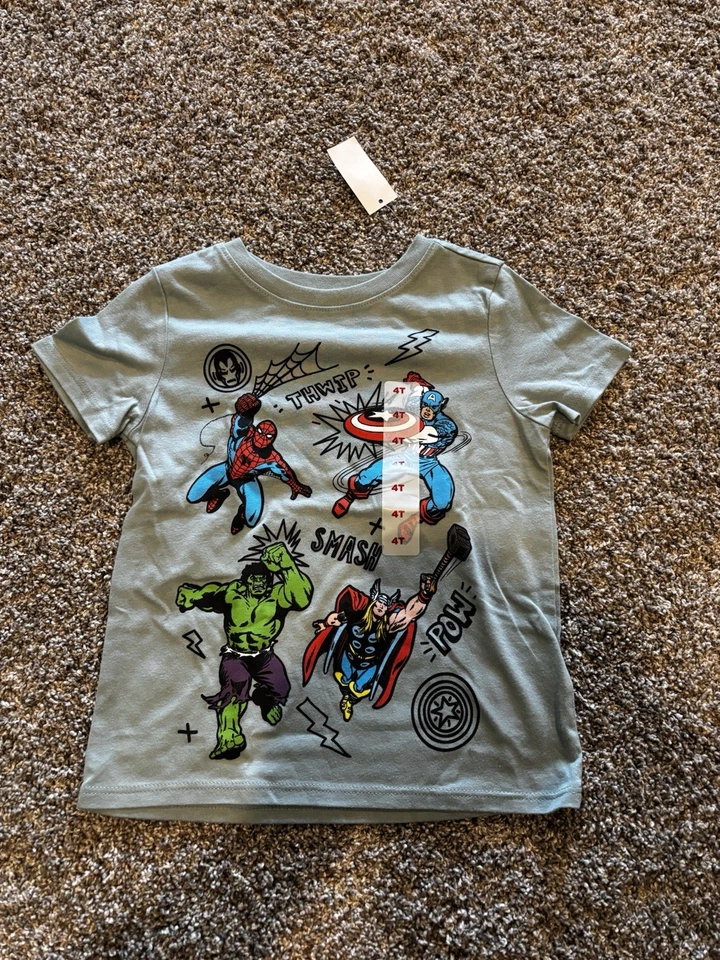Camiseta Vengadores Juvenil Talla 4T Marvel Iron Man Capitán América Thor Hulk Foto 1 de 3
