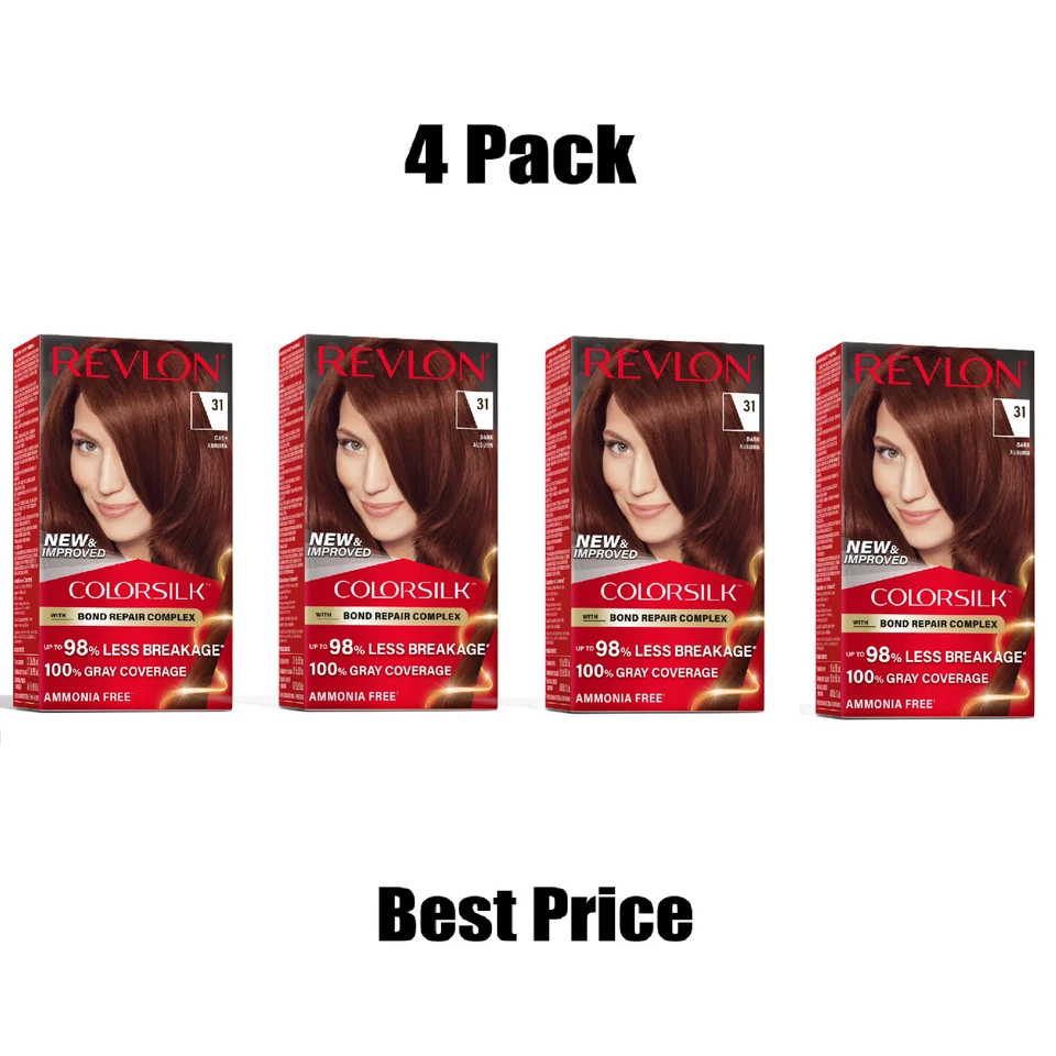 Paquete de 4 Revlon Colorsilk Hermoso Color Castaño Rojizo Oscuro Foto 1 de 1