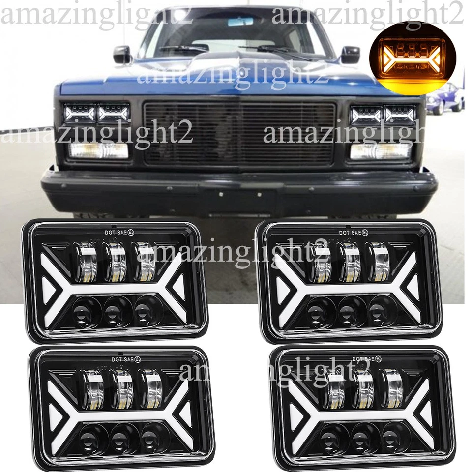 Faros Halo 4x6 H4651 H4656 Hi/Lo Fit GMC C1500 Jimmy Chevy C10 Truck 4 un. Foto 1 de 4