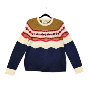 Anthropologie Flower Field Womens Camellia Fair Isle Sweater Size XS Wool Blend - Picture 1 of 10