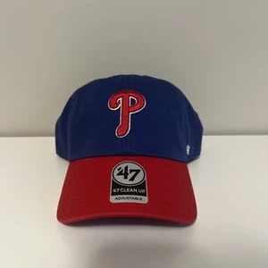 ‘47 Brand Clean Up Philadelphia Phillies Blue Red Adjustable Strapback Hat Cap - Picture 1 of 4