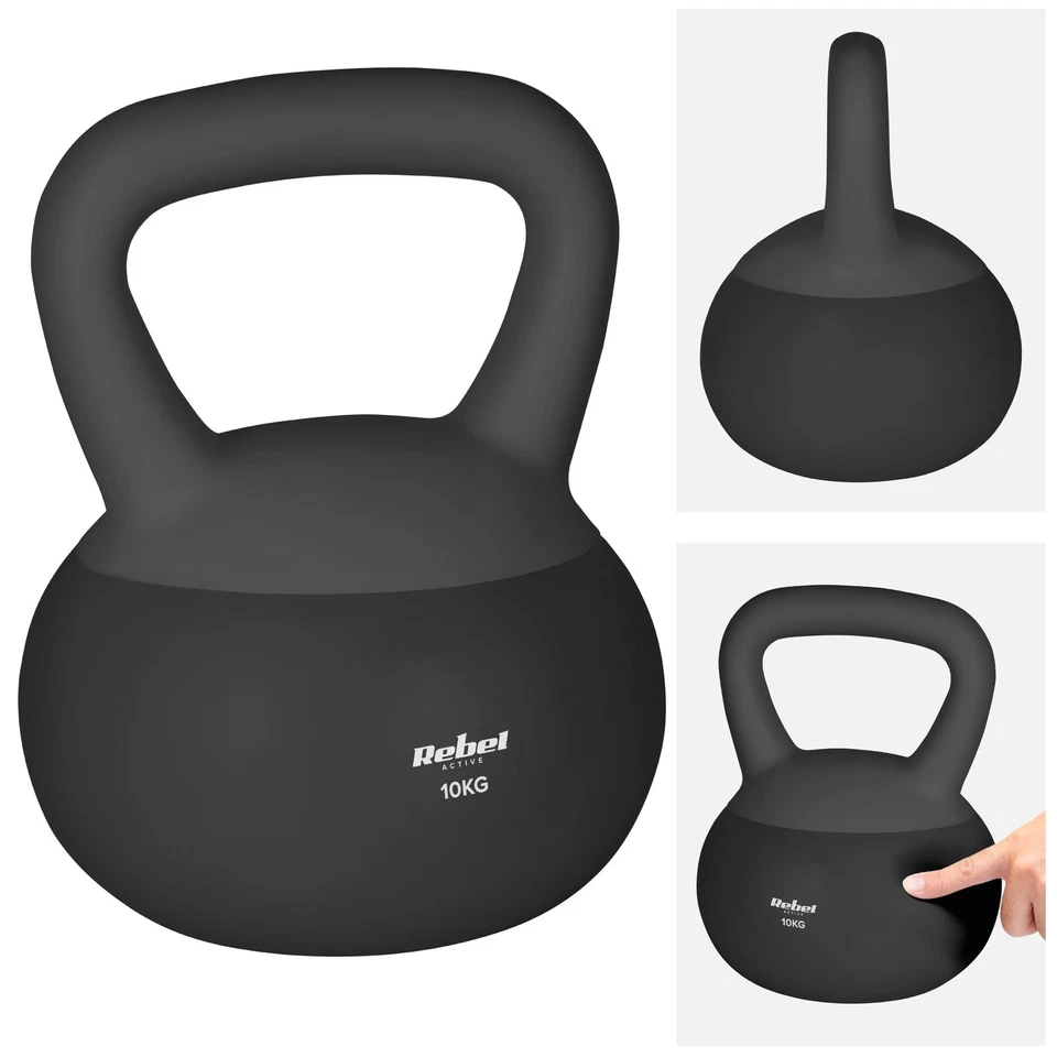 REBEL ELECTRO Soft Kettlebell 10kg Rebel weichen PVC sicher leise Hantel für Fitness