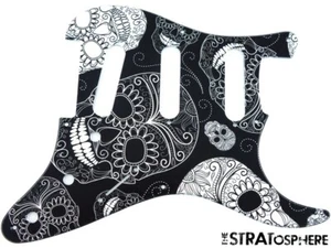 * NEW Stratocaster PICKGUARD for Fender Vintage Strat 8 Hole Skulls Print - Picture 1 of 2