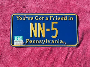 Pennsylvania Personalized License Plate #NN-5 "You've Got A Friend" Slogan 1993 - Picture 1 of 6