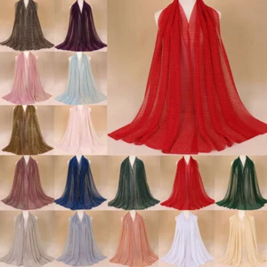 Bufanda brillante para mujeres chales musulmanes envolvente pañuelo en la cabeza turbante bufandas islámicas nuevas - Imagen 1 de 47