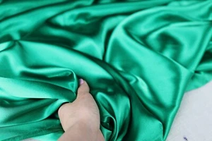 Emerald Green Satin Charmeuse Fabric By The Yard 901 - Picture 1 of 15
