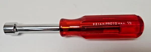 PROTO J9216H 1/2" Hallow Shaft Nut driver Red Handle 3" Shaft Made in U.S.A. - Picture 1 of 2