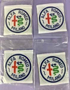 4 x Alfa Romeo Milano Vintage Sew On Cloth Badges Old Unused Stock - Picture 1 of 4