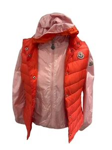 Moncler Girls Hooded Reversible coral & pink windbreaker BomberJacket 10yrs old. - Picture 1 of 19