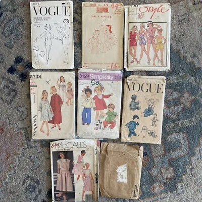 vintage Children's sewing pattern Lot X8 Inc. Vogue Simplicity Sunday Herald - Image 1 of 4