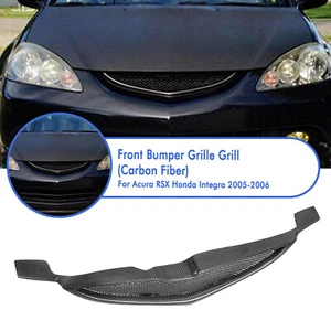 Black Front Bumper Grille Fit For Acura RSX Honda Integra 05-06 Carbon Fiber - Picture 1 of 13