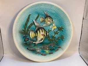 Napcoware Japan Chalkware ANGEL Fish 3D Plate Picture Wall Decor C-5847 NAPCO - Picture 1 of 12