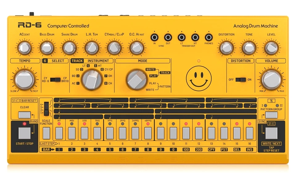 Behringer Rd-6-am Analog Drum Machine - Yellow Acid Techno Roland 606