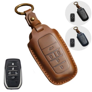 Genuine Leather Car Remote Key Fob Case Cover For TOYOTA RAV4 Prime 2016-2023 - Picture 1 of 12