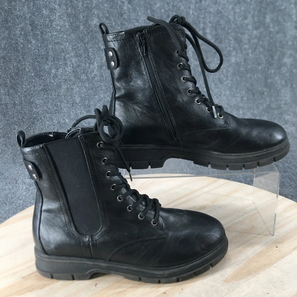 Botas de montaña blancas para mujer 7 M Chevy Combat imitación cuero punta redonda con cordones Foto 1 de 4