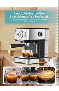 Gevi Espressomaschine 15 bar Pumpe Druck Espressomaschine - schwarz... - Bild 1 von 4