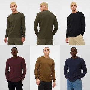 NWT GAP Thermal Soft Waffle-Knit Crewneck T-Shirt Long-Sleeve Shirt Men Medium - Picture 1 of 26
